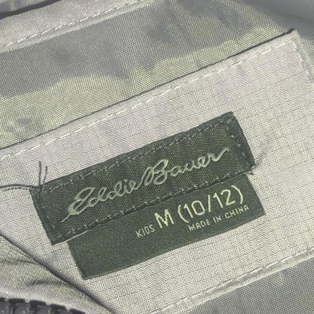 Eddie Bauer Kids Windbreaker Jacket Hooded Full Zip Colorblock Gray M 10/12 - Picture 8 of 8